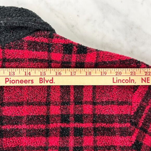 Talbots Plaid Fleece Reindeer Christmas Tree Applique Fleece Jacket - Women's XL - Picture 12 of 14